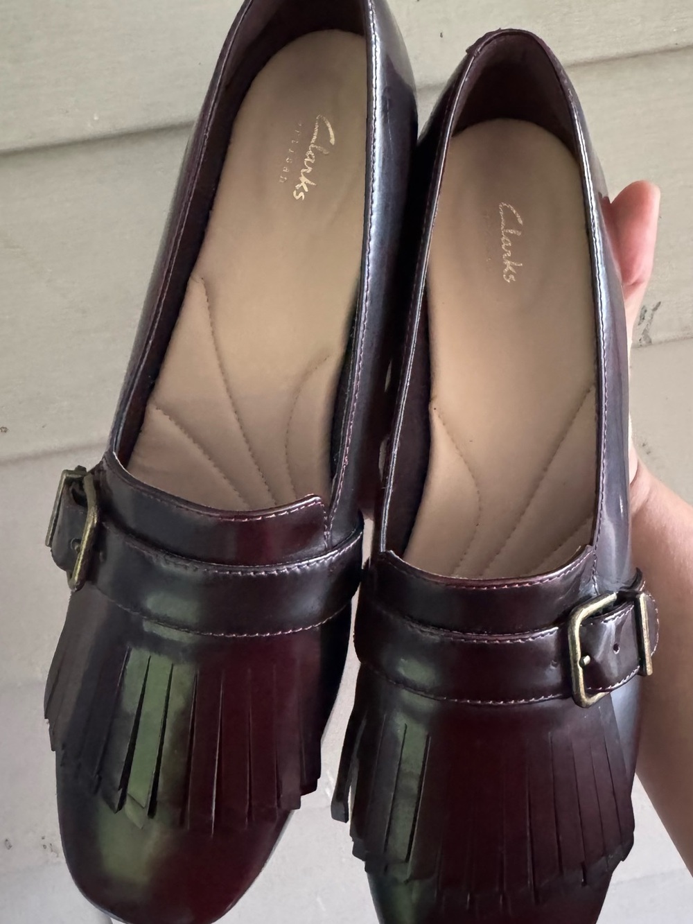 Clarks Women's Dark Burgundy Kiltie Loafers with Buckle